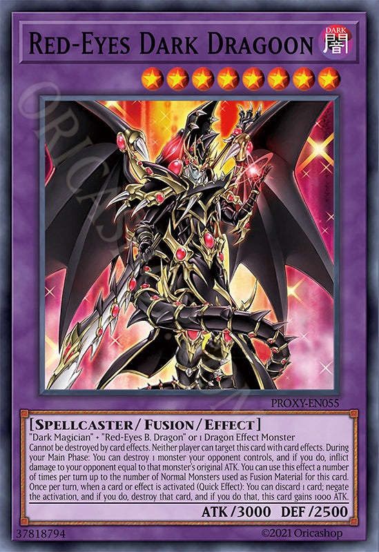 Yugioh PROXY: Red-Eyes Dark Dragoon | Holo Orica Rotäugiger Dragoner Magician