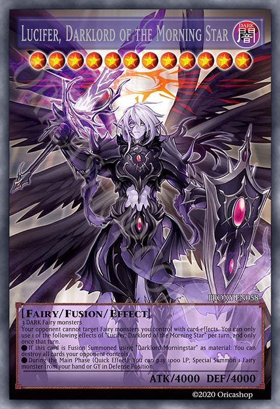 Yugioh PROXY: The First Darklord Full-Art | Holo Orica Lucifer Morning Star