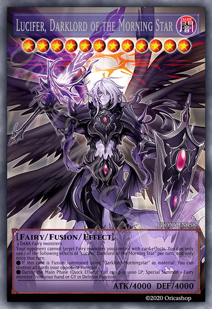 Yugioh PROXY: The First Darklord Full-Art | Holo Orica Lucifer Morning Star