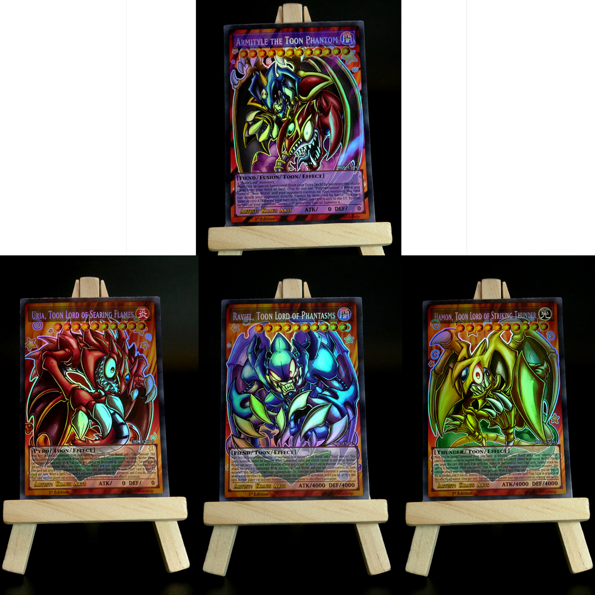 Yugioh ORICA 4x-Set: Toon Sacred Beasts (HOLO) Full-Art | Raviel Hamon Uria